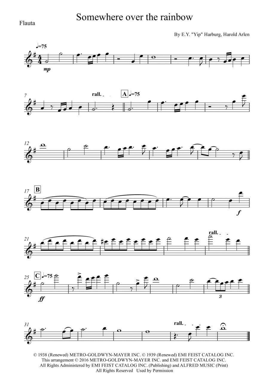 Somewhere over the rainbow flute top