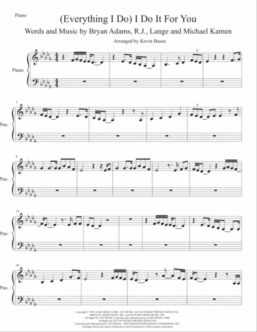 (Everything I Do) I Do It For You Easy Piano scores gallery preview page 1