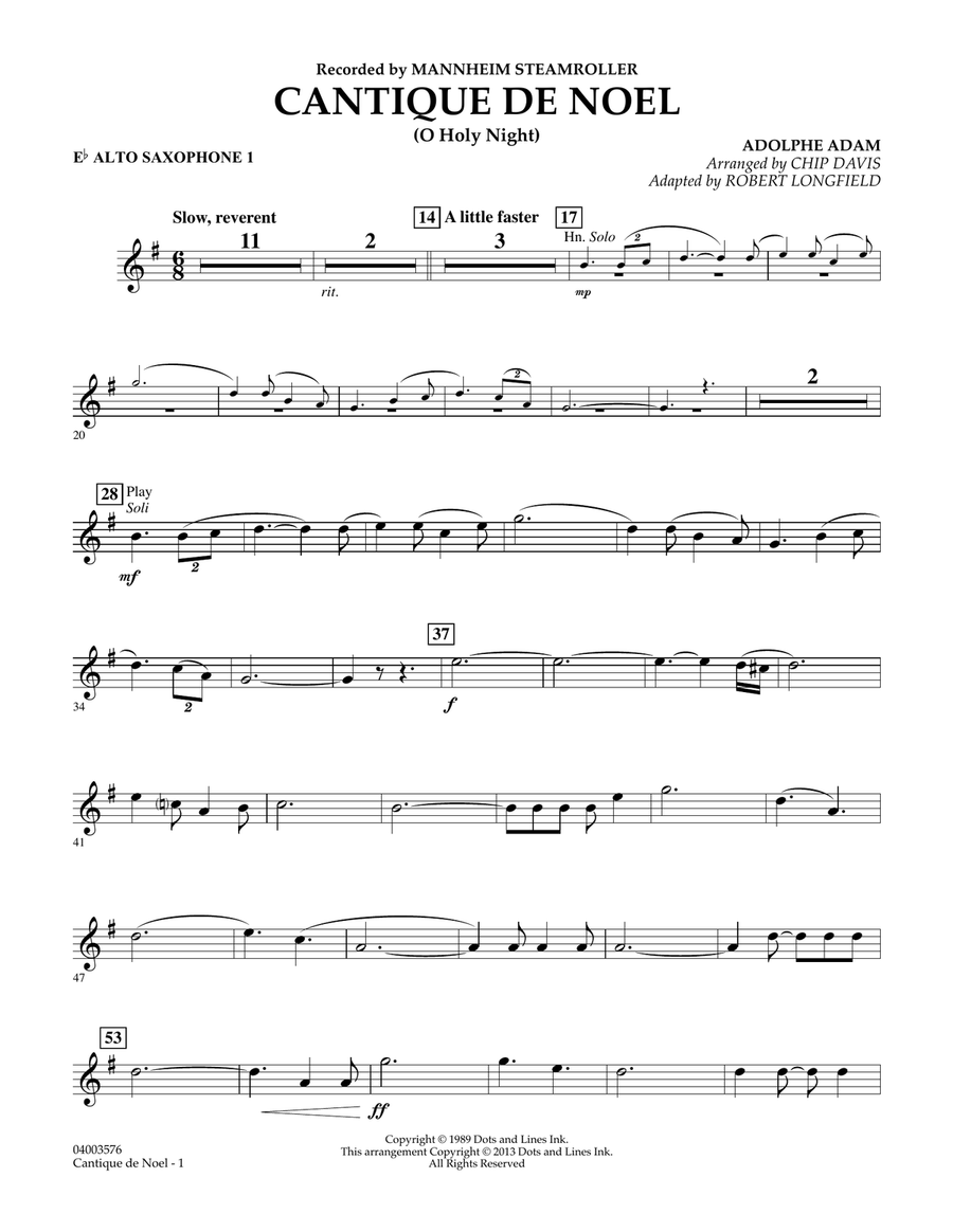 Cantique de Noel (O Holy Night) - Eb Alto Saxophone 1