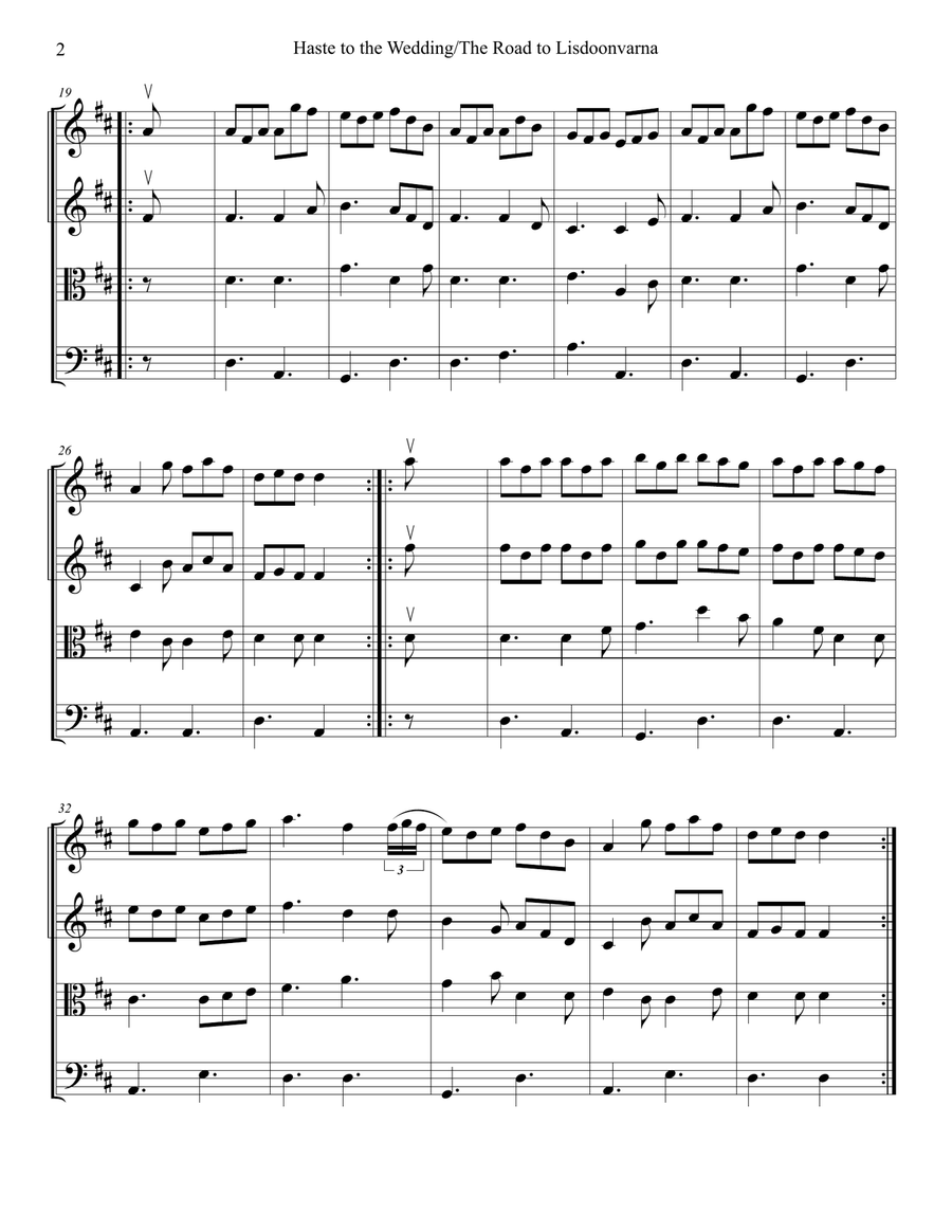 Haste to the Wedding and The Road to Lisdoonvarna String Quartet scores gallery preview page 3