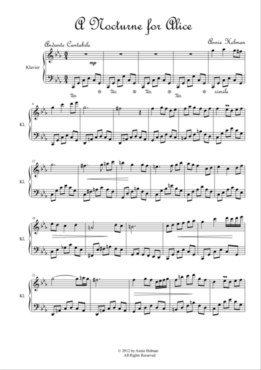 A Nocturne for Alice Piano Solo scores gallery preview page 1