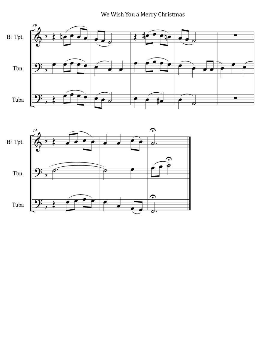 We Wish You a Merry Christmas for Brass Trio (Trumpet, Trombone, Tuba) Brass Trio scores gallery preview page 4