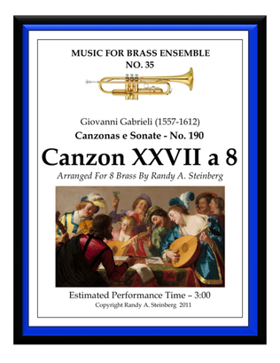 Book cover for Canzon XXVII a 8 - No. 190