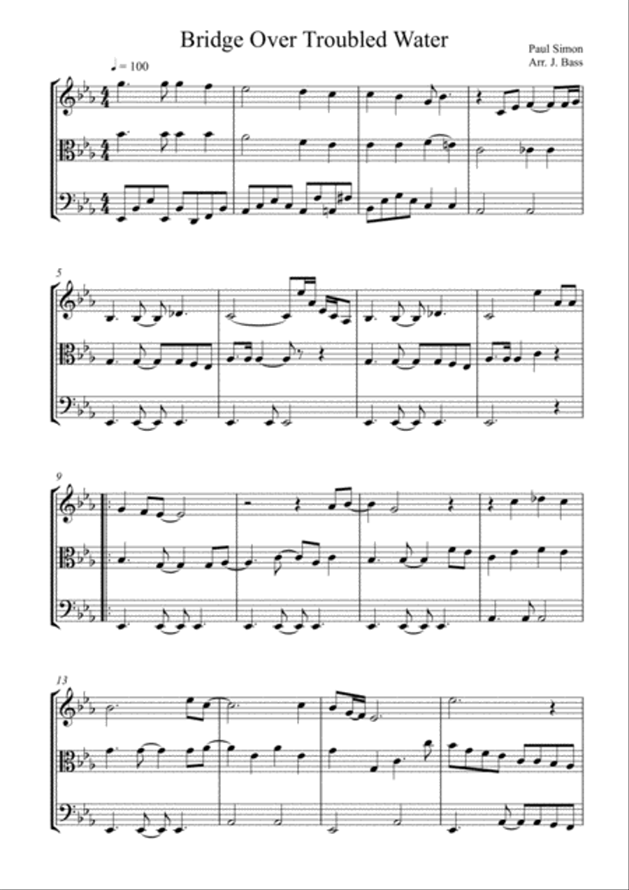 Bridge Over Troubled Water String Trio scores gallery preview page 1