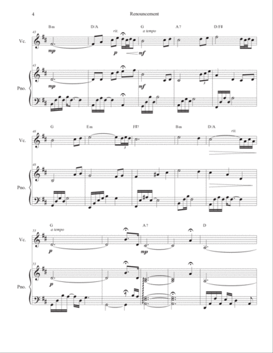 Renouncement for cello and piano duet Piano Accompaniment scores gallery preview page 4