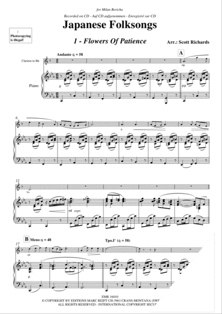 Japanese Folksongs Clarinet Solo scores gallery preview page 5