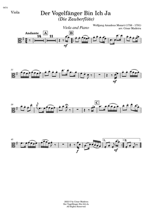 Der Vogelfänger Bin Ich Ja - Viol and Piano (Individual Parts)