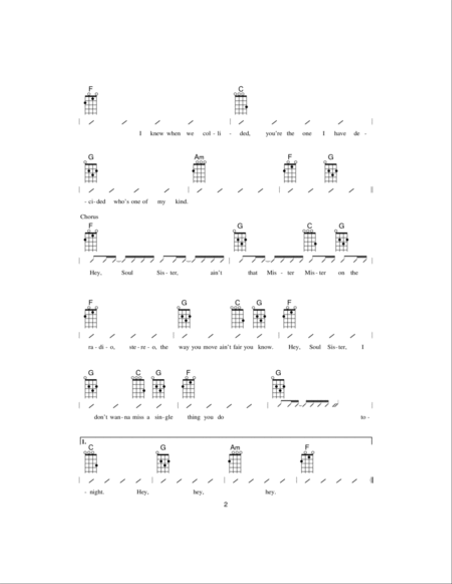 Hey Soul Sister by Train Ukulele Digital Sheet Music Sheet