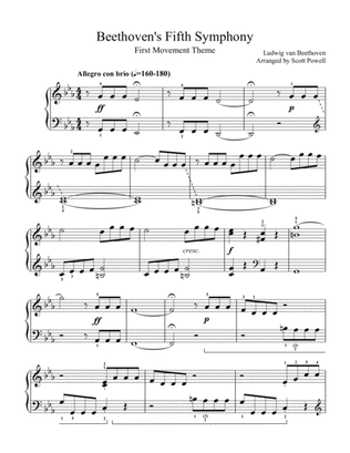 Book cover for Beethoven's Fifth Symphony: First Movement Theme (for Intermediate Piano)