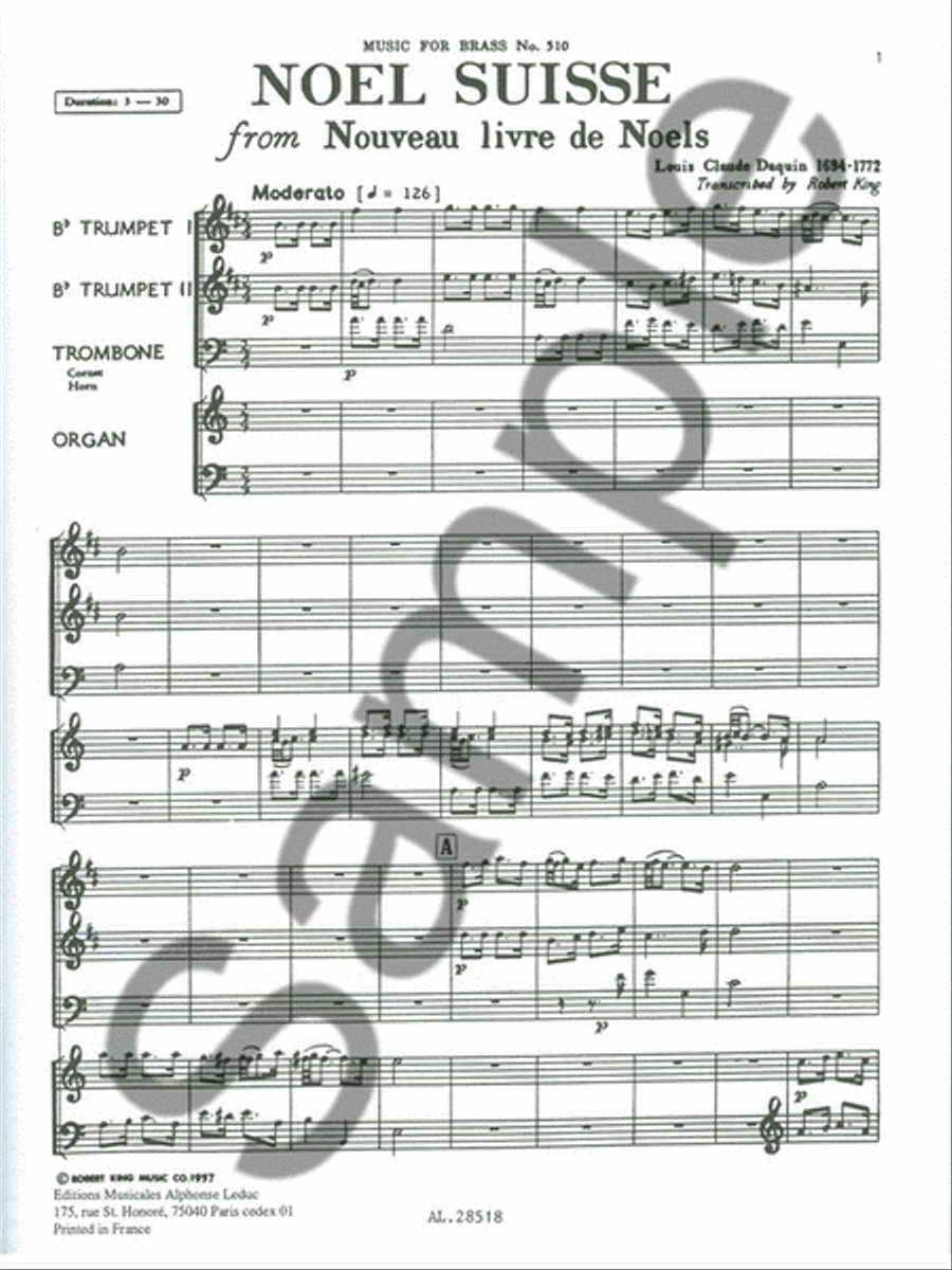 Noel Suisse (trumpets 3 & Organ) Trumpet scores gallery preview page 2