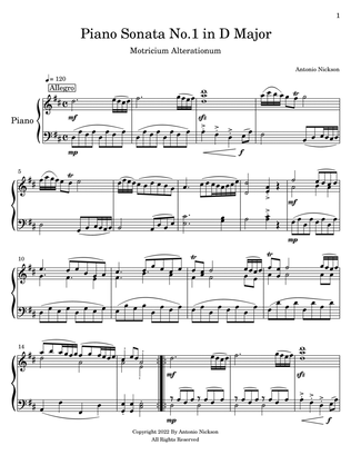 Book cover for Piano Sonata No.1 In D Major
