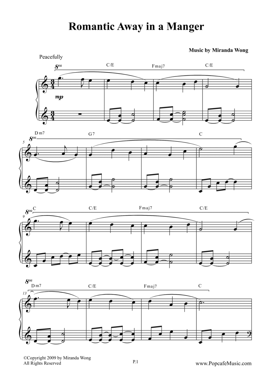 Romantic Away in a Manger - Lovely Piano Version Piano Solo scores gallery preview page 1