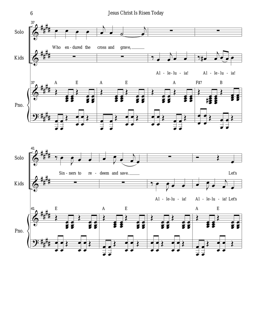 Jesus Christ Is Risen Today Unison Choir scores gallery preview page 6