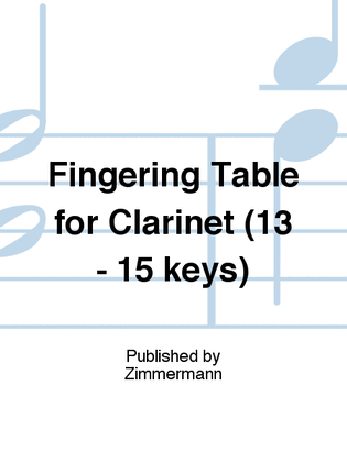 Book cover for Fingering Table for Clarinet (13 - 15 keys)