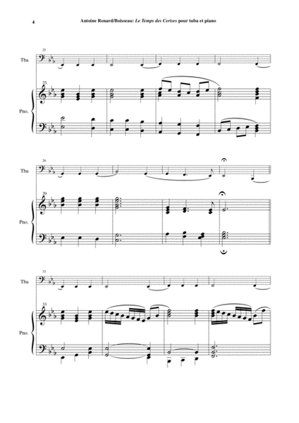 Antoine Renard: Le Temps des Cerises, arranged for tuba and piano