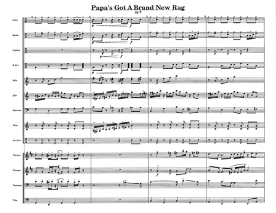 Papa's Got A Brand New Rag w/Tutor Tracks Percussion Ensemble scores gallery preview page 6