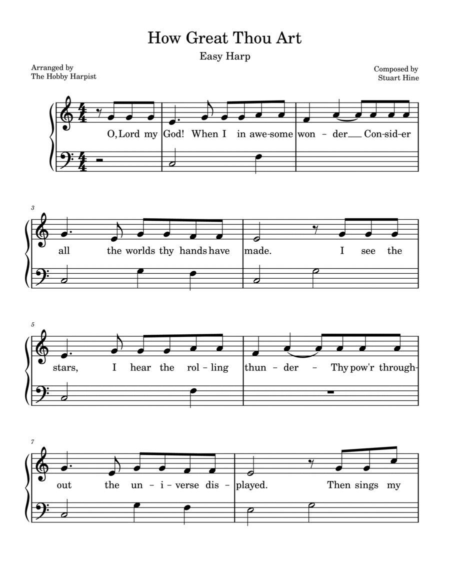 Book cover for How Great Thou Art EASY HARP • Lap Harp • Celtic • Lever • Harpsicle • Aklot • Small Harps