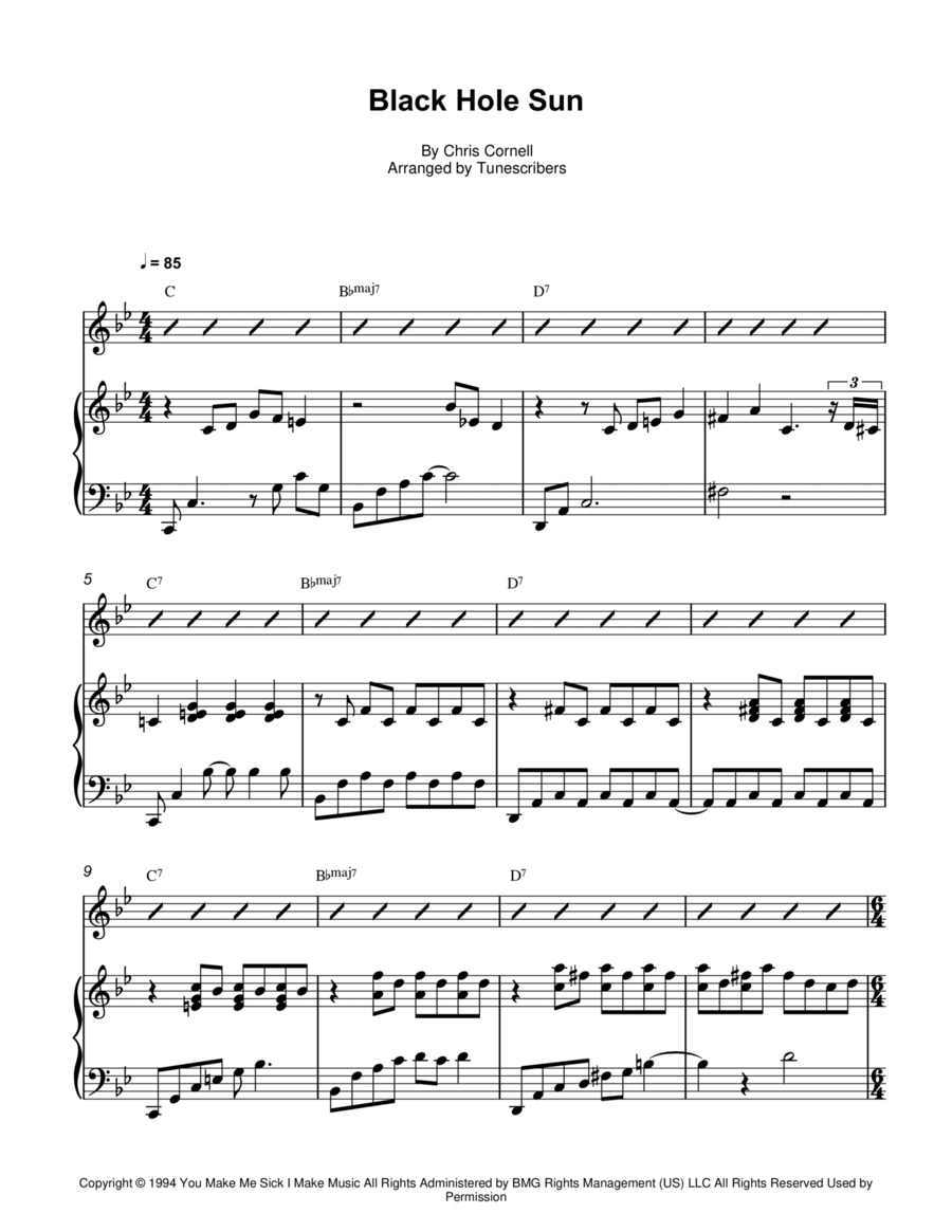 Black Hole Sun Black Hole Sun Voice scores gallery preview page 1