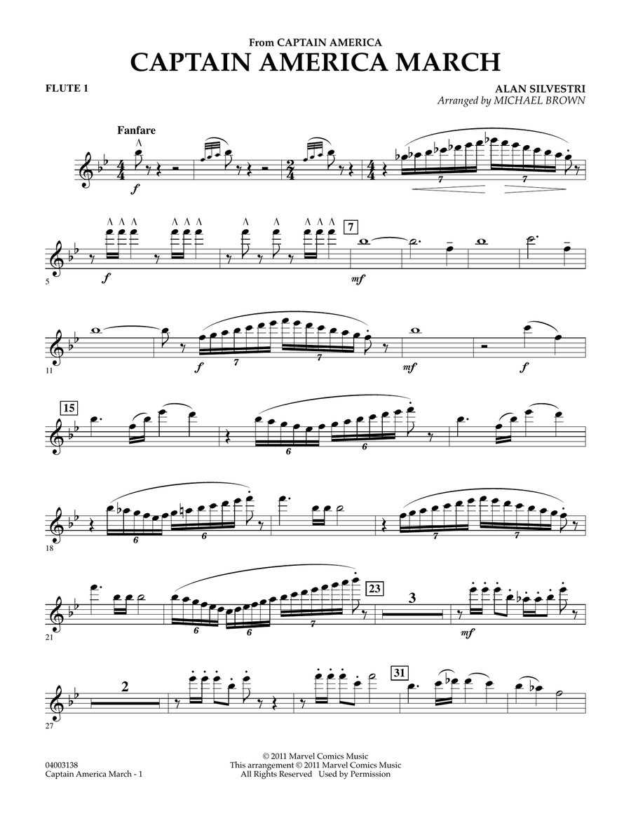 Captain America March - Flute 1 Concert Band scores gallery preview page 1