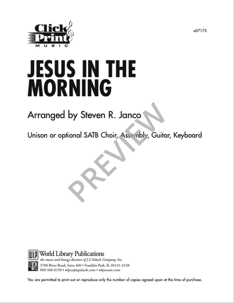 Jesus in the Morning Jesus in the Morning 4-Part scores gallery preview page 6