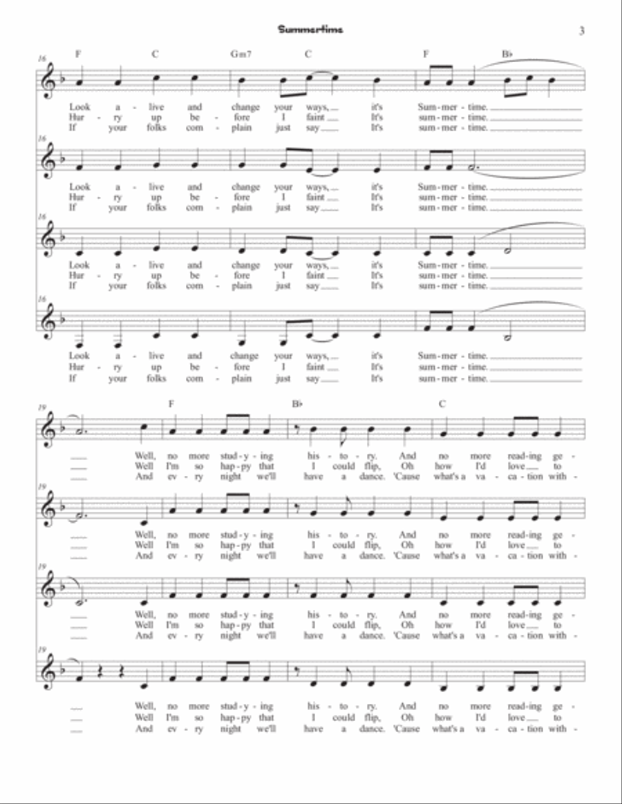 Summertime, Summertime SSAA scores gallery preview page 3