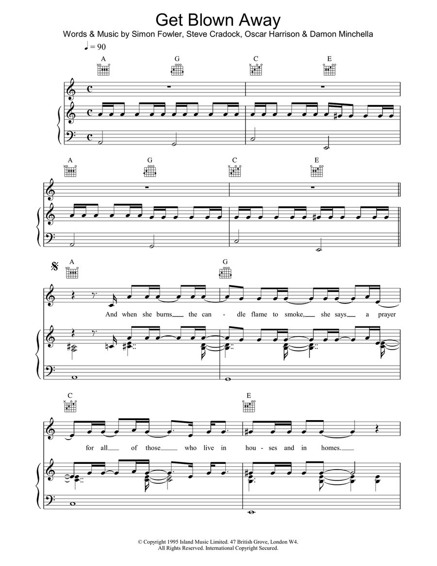 Get Blown Away Piano, Vocal, Guitar scores gallery preview page 1