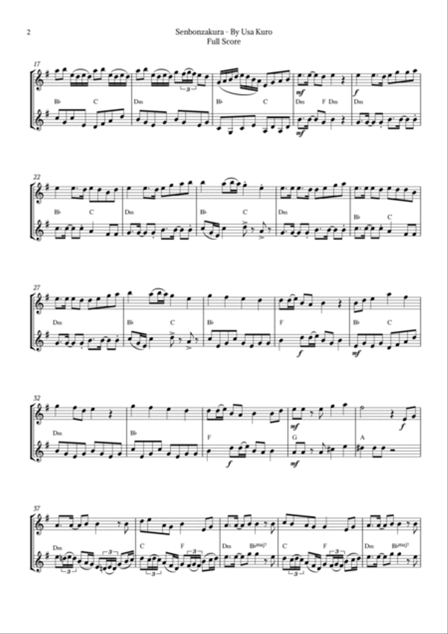 Senbonzakura Trumpet Duet scores gallery preview page 2