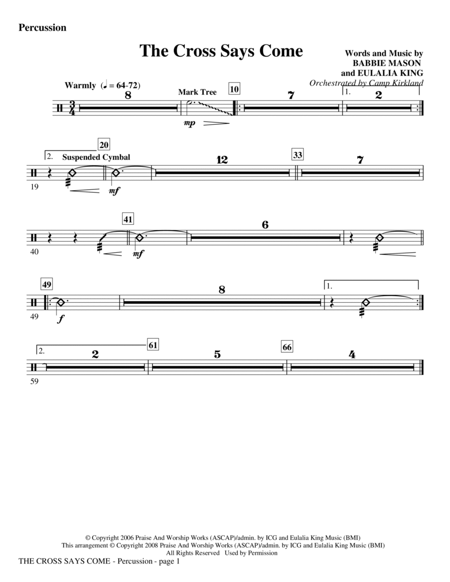 The Cross Says Come - Percussion Choir scores gallery preview page 1