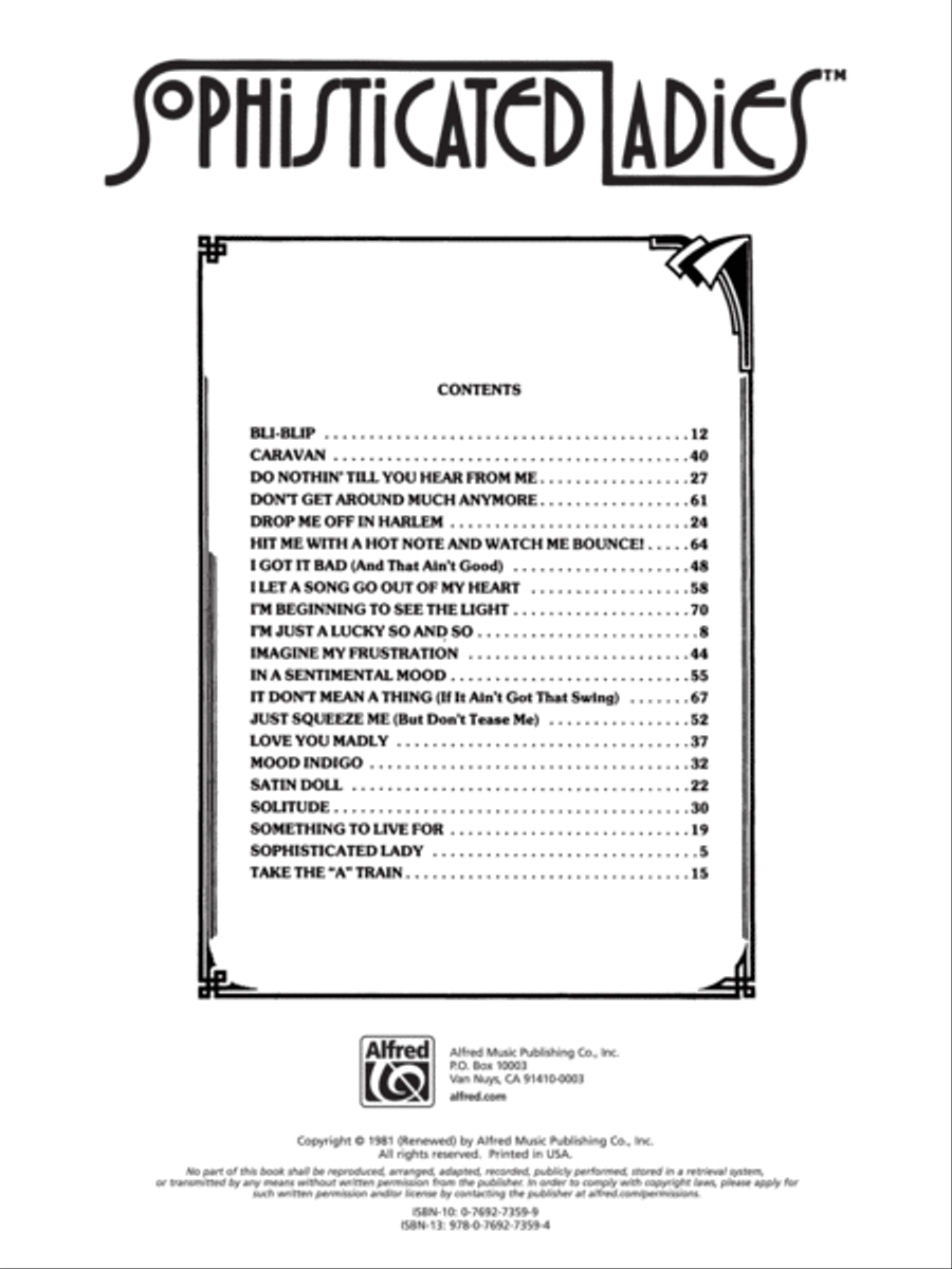 Sophisticated Ladies (Broadway Selections) Piano, Vocal, Guitar scores gallery preview page 2