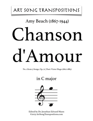 Book cover for BEACH: Chanson d'amour, Op. 21 no. 1 (transposed to C major)