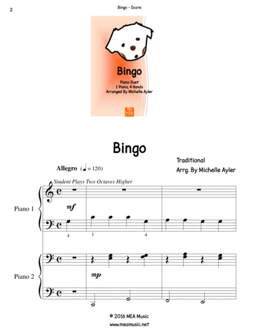 Bingo Piano Duet Student and Teacher) image number null