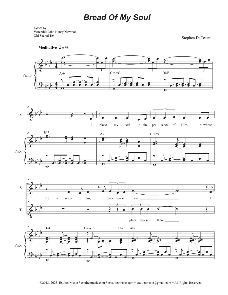 Bread Of My Soul (Duet for Soprano and Tenor solo) Tenor Voice scores gallery preview page 1