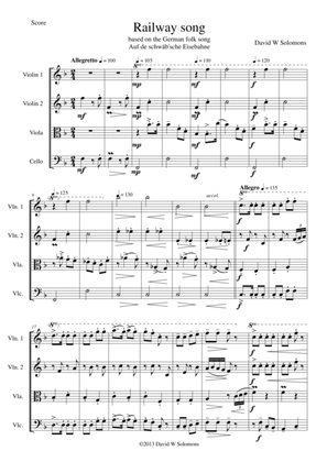Book cover for Railway Song (Auf de schwäb'sche Eisebahne) for string quartet