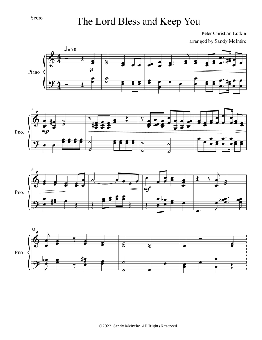 The Lord Bless You and Keep You 4-Part scores gallery preview page 1