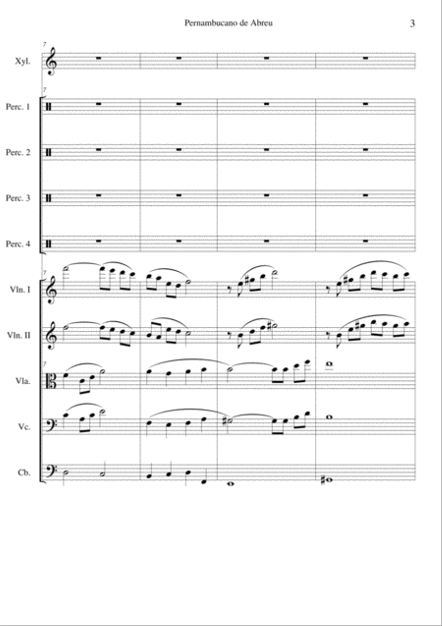 Pernambucano de Abreu - For Xylophone and Percussion and Strings - Brazilian music Large Ensemble scores gallery preview page 6
