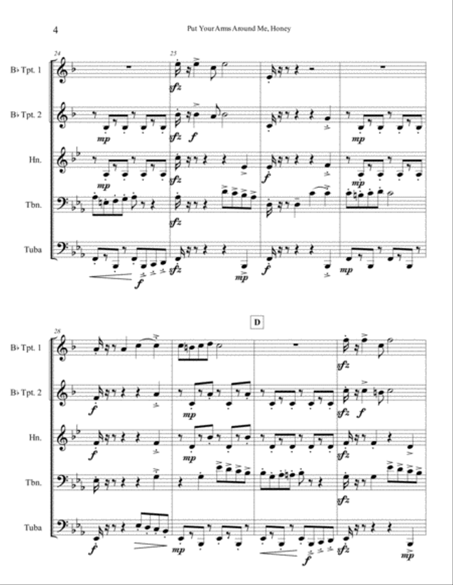 Put Your Arms Around Me, Honey Brass Ensemble scores gallery preview page 5