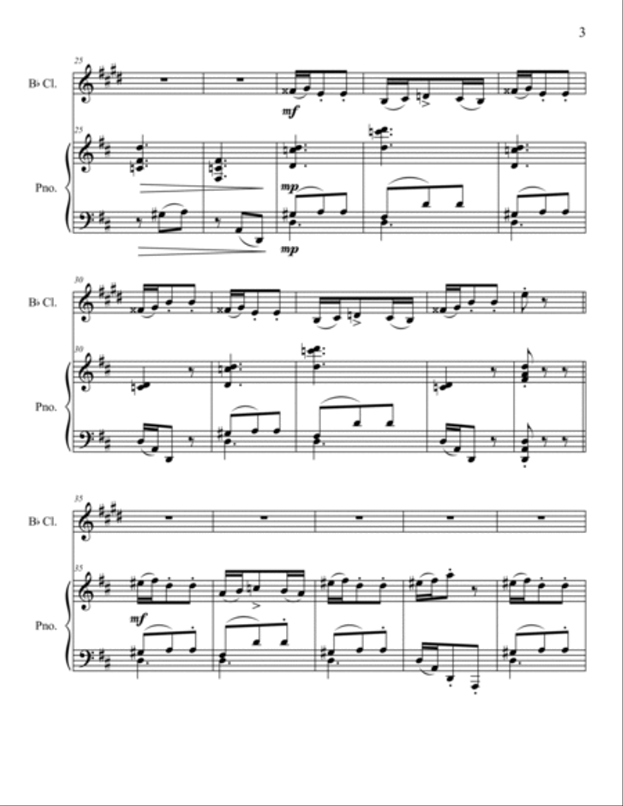 Rhapsody No. 1 for Clarinet and Piano Clarinet Solo scores gallery preview page 3