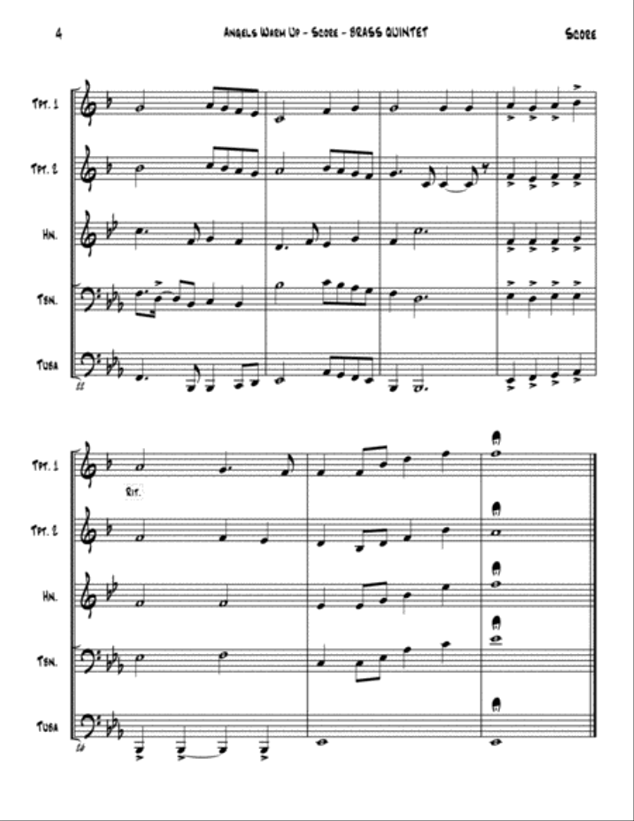 Angels Warm Up (Angels We Have Heard On High) Brass Ensemble scores gallery preview page 5