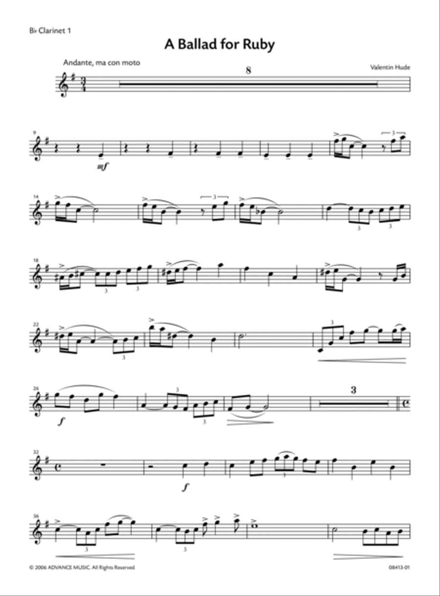 A Ballad for Ruby Clarinet Quartet scores gallery preview page 2