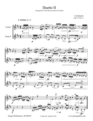 Stamitz: Duet Op. 27 No. 2 for Violin Duo