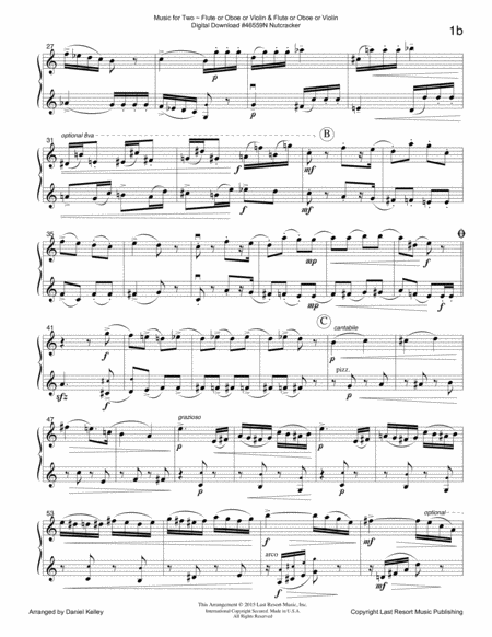 Overture from the Nutcracker for Flute or Oboe or Violin & Flute or Oboe or Violin Duet - Music for