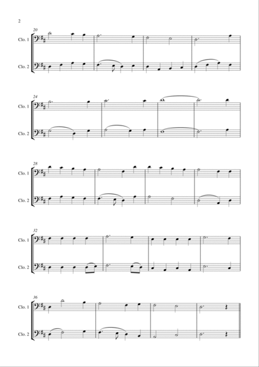 Joy to the World (for cello duet, suitable for grades 1-5) String Duet scores gallery preview page 2
