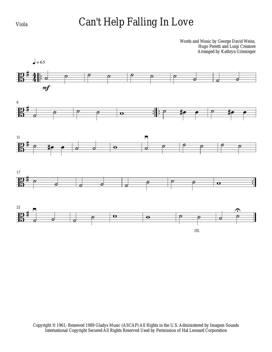 Can't Help Falling In Love String Quartet scores gallery preview page 4