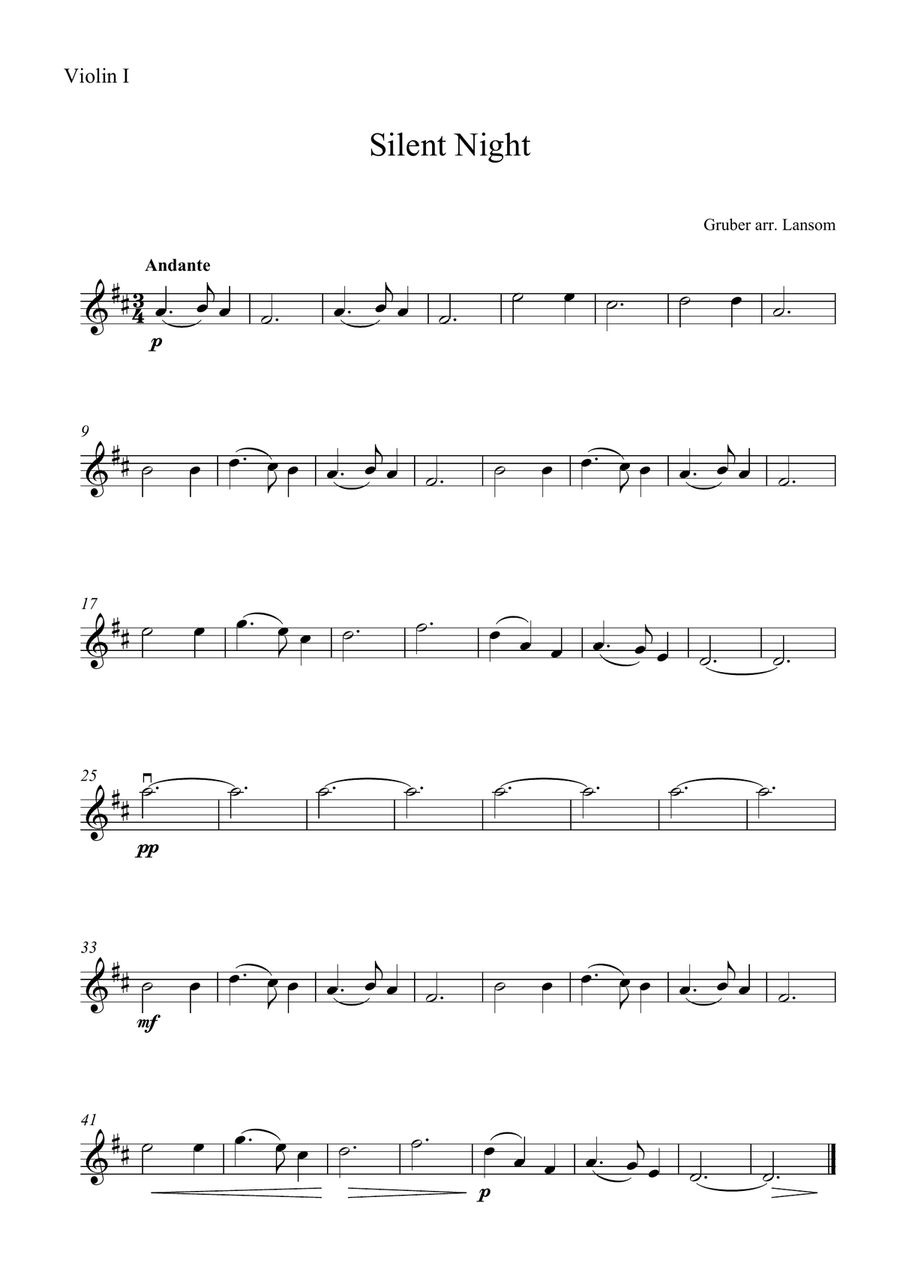 Silent Night for beginner string orchestra String Orchestra scores gallery preview page 3