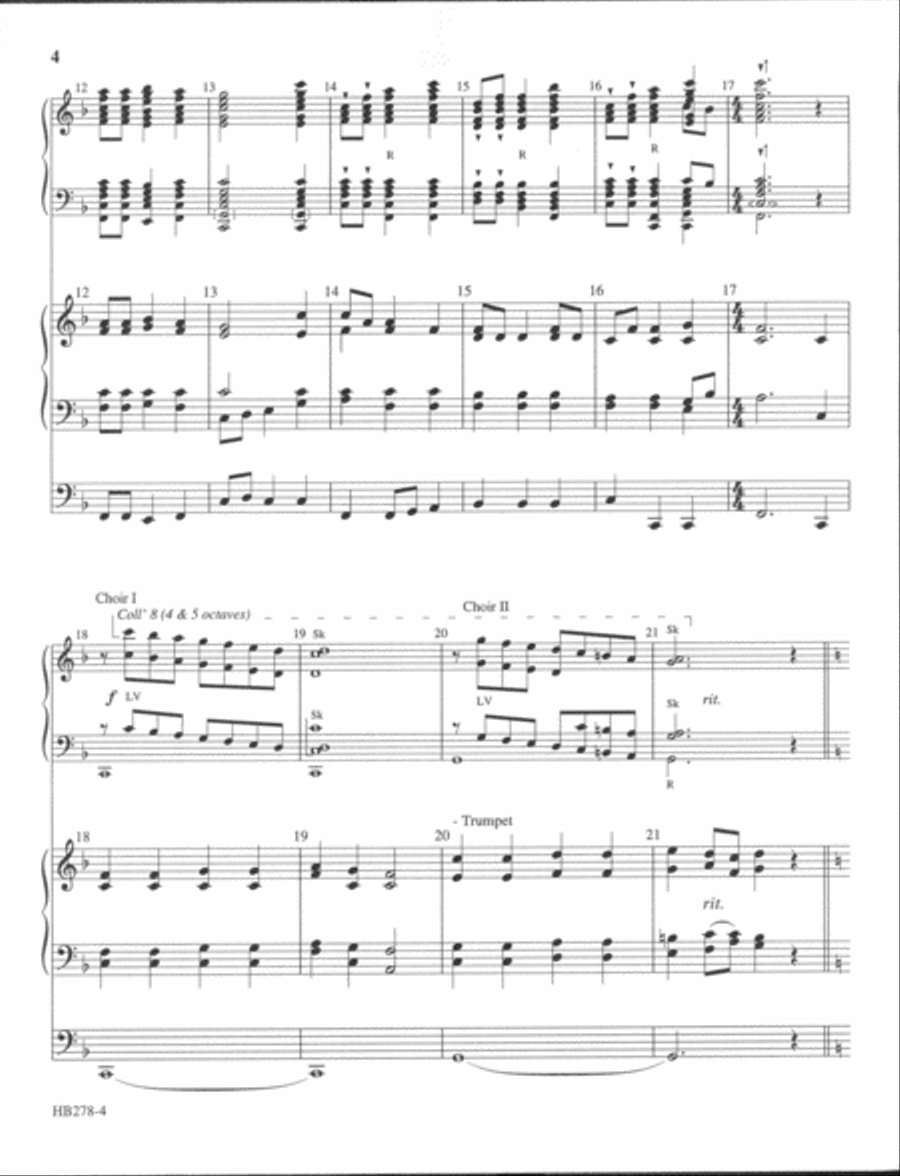 Joyous Overture on AZMON and DUKE STREET - handbell choir I and II score Handbell Choir scores gallery preview page 4