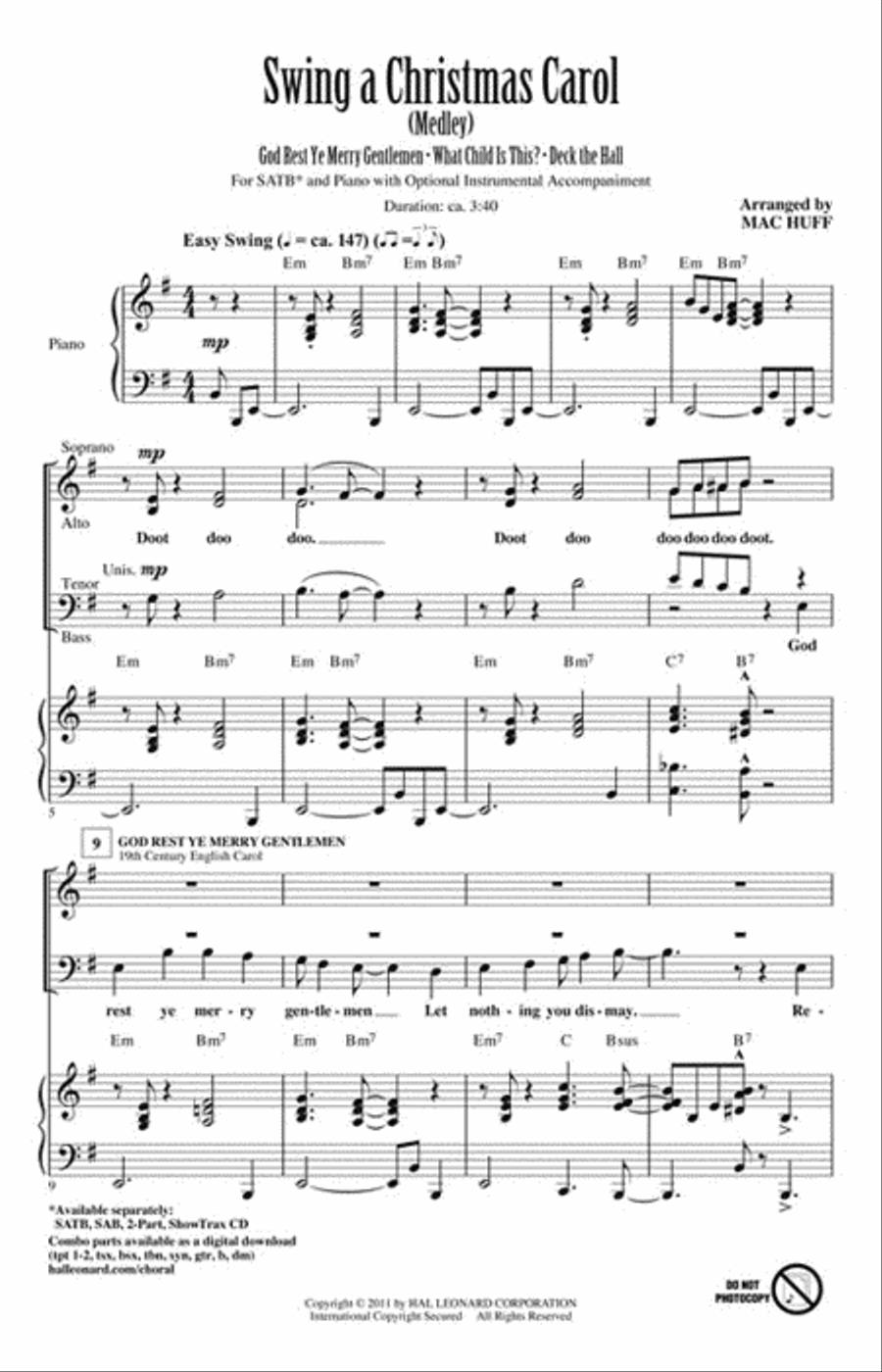 Swing a Christmas Carol Swing a Christmas Carol 4-Part scores gallery preview page 2