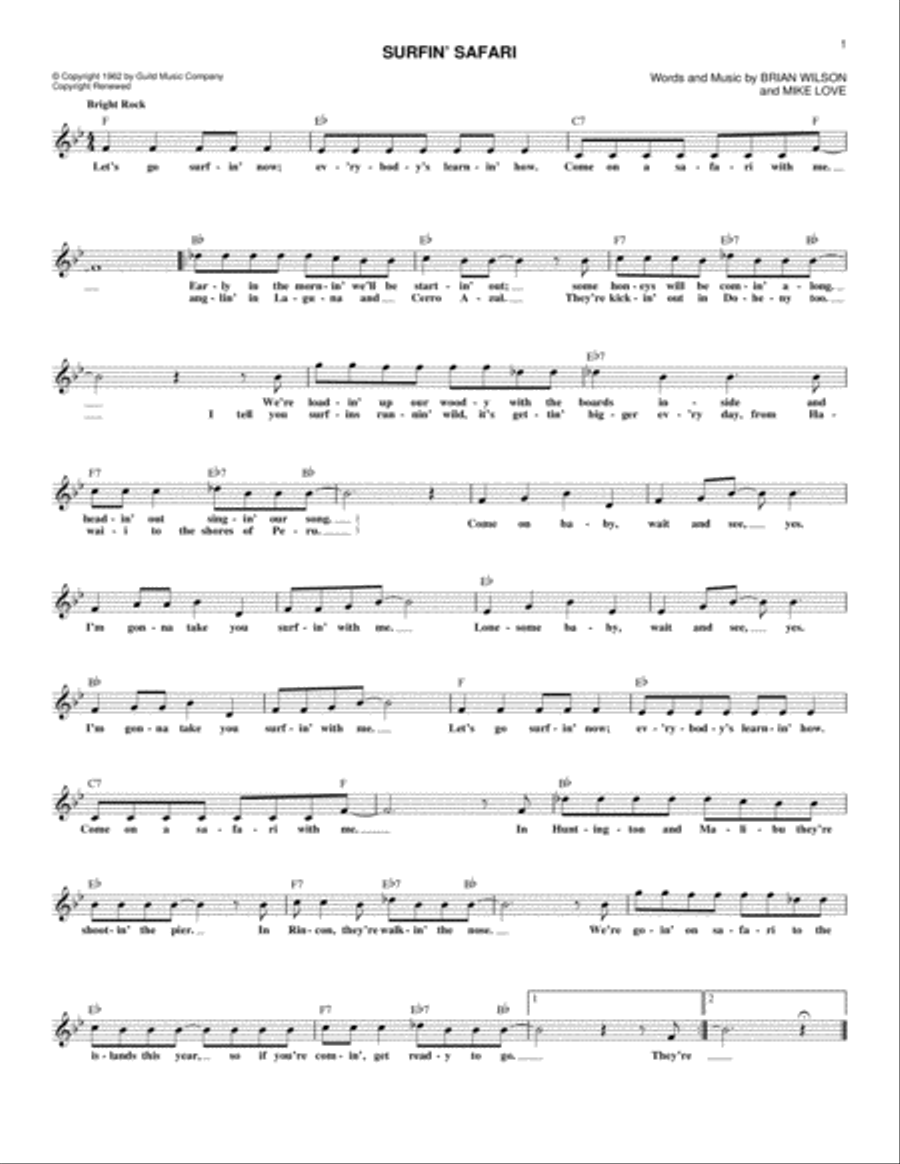 Surfin' Safari Piano scores gallery preview page 1