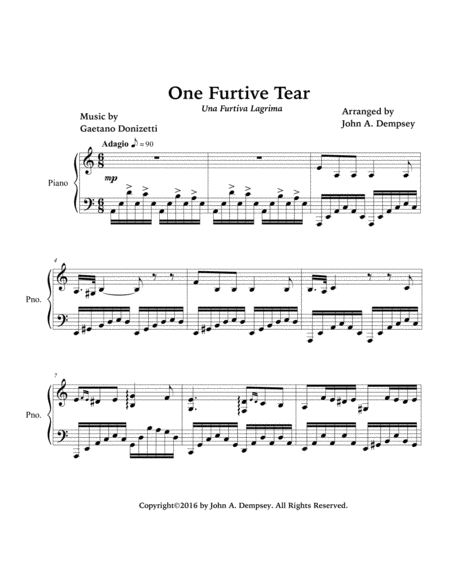 One Furtive Tear (Una Furtiva Lagrima): Piano Solo image number null