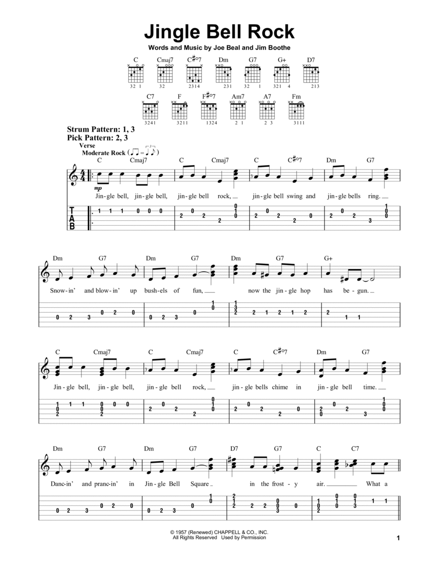 Jingle Bell Rock Guitar Tablature scores gallery preview page 1