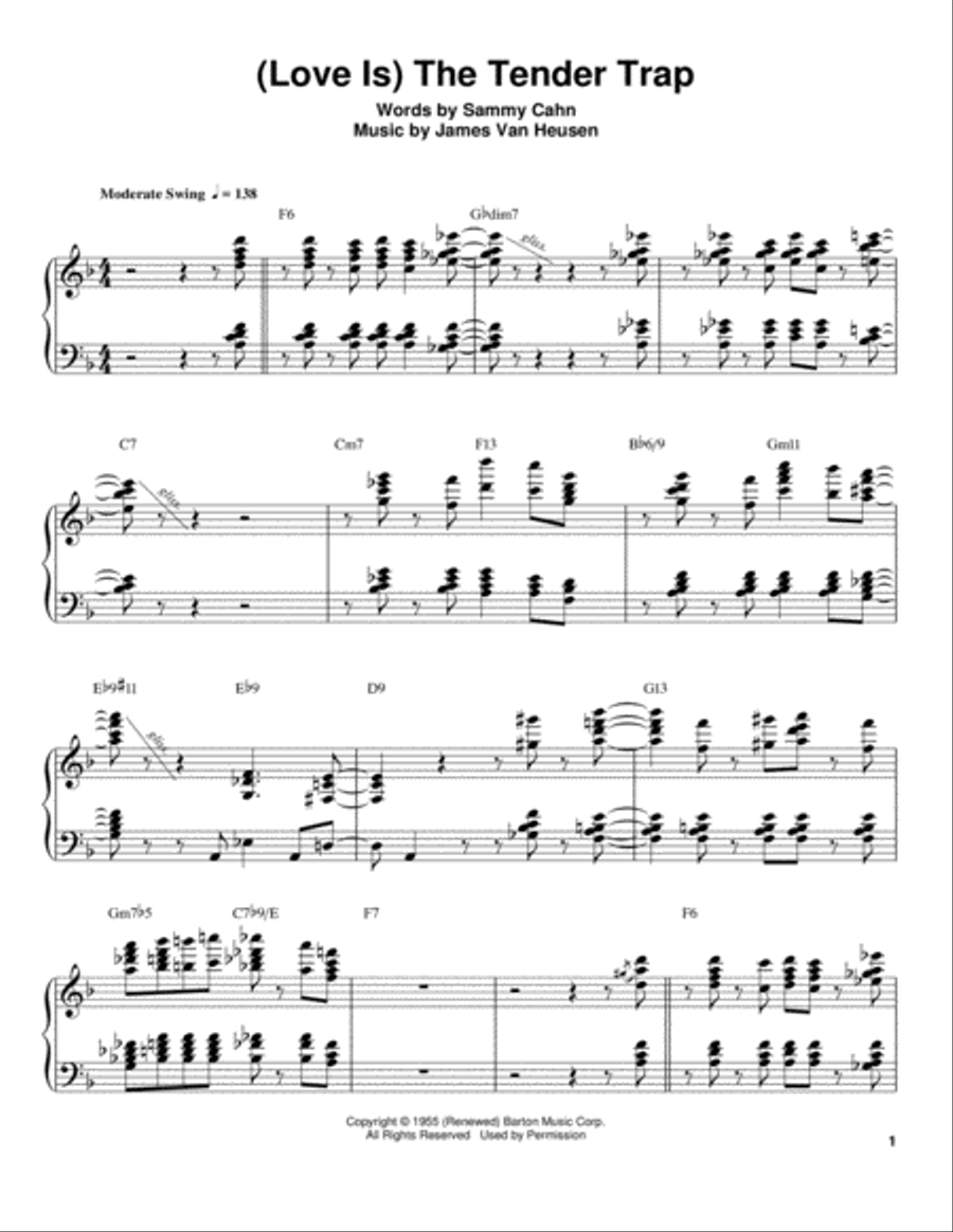 (Love Is) The Tender Trap Piano scores gallery preview page 1